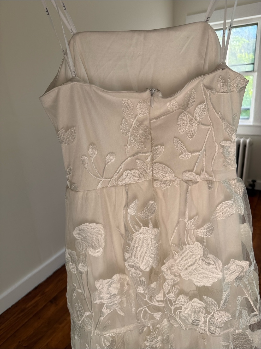 Lulu's white Floral Embroidered 3 Tiered Maxi Dress (strapless) - Picture 4 of 7